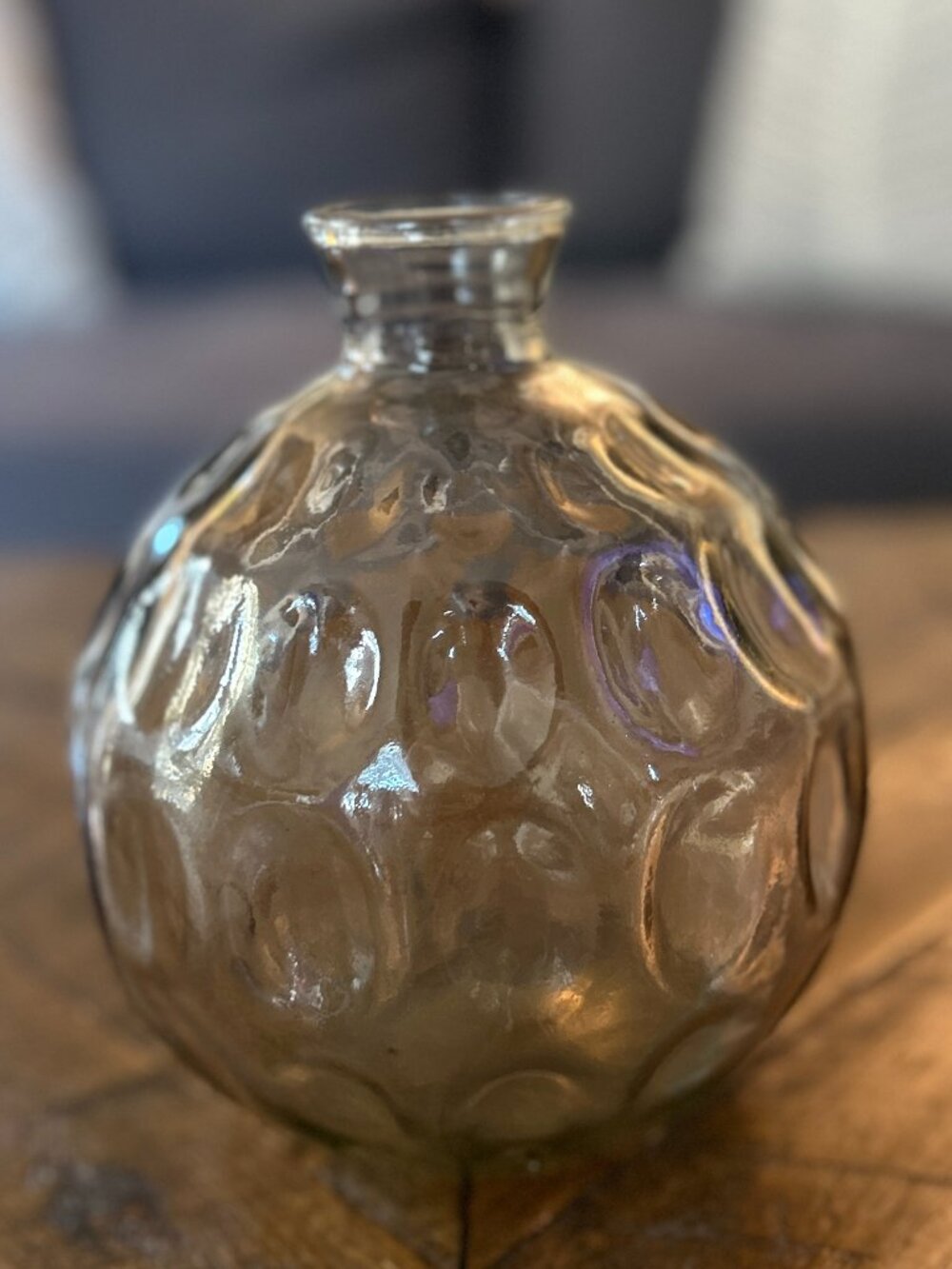 Round Brown Glass Vessel or Decorative Object with Dimples MSRP $20